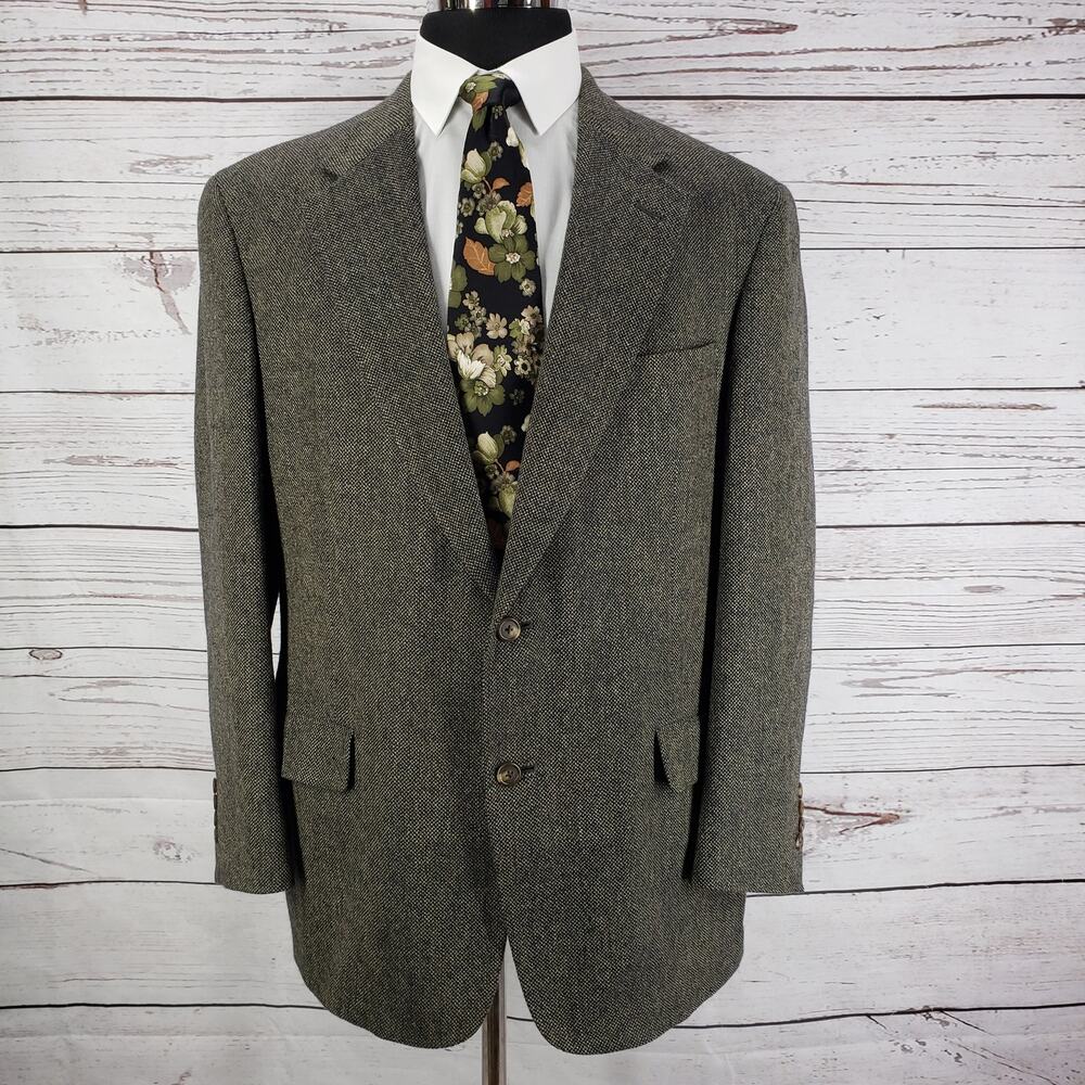 Tommy Hilfiger Vintage Brown Birds Eye Sportscoat Blazer Jacket Size 43R